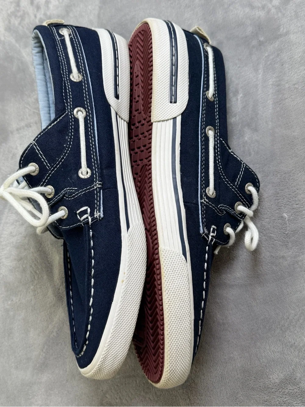 G.H. Bass & Co. Navy Canvas Boat Shoes with White Laces Men’s Summer 10.5